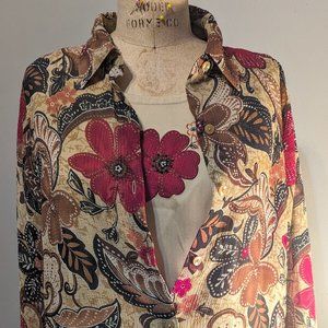 boho floral button down set